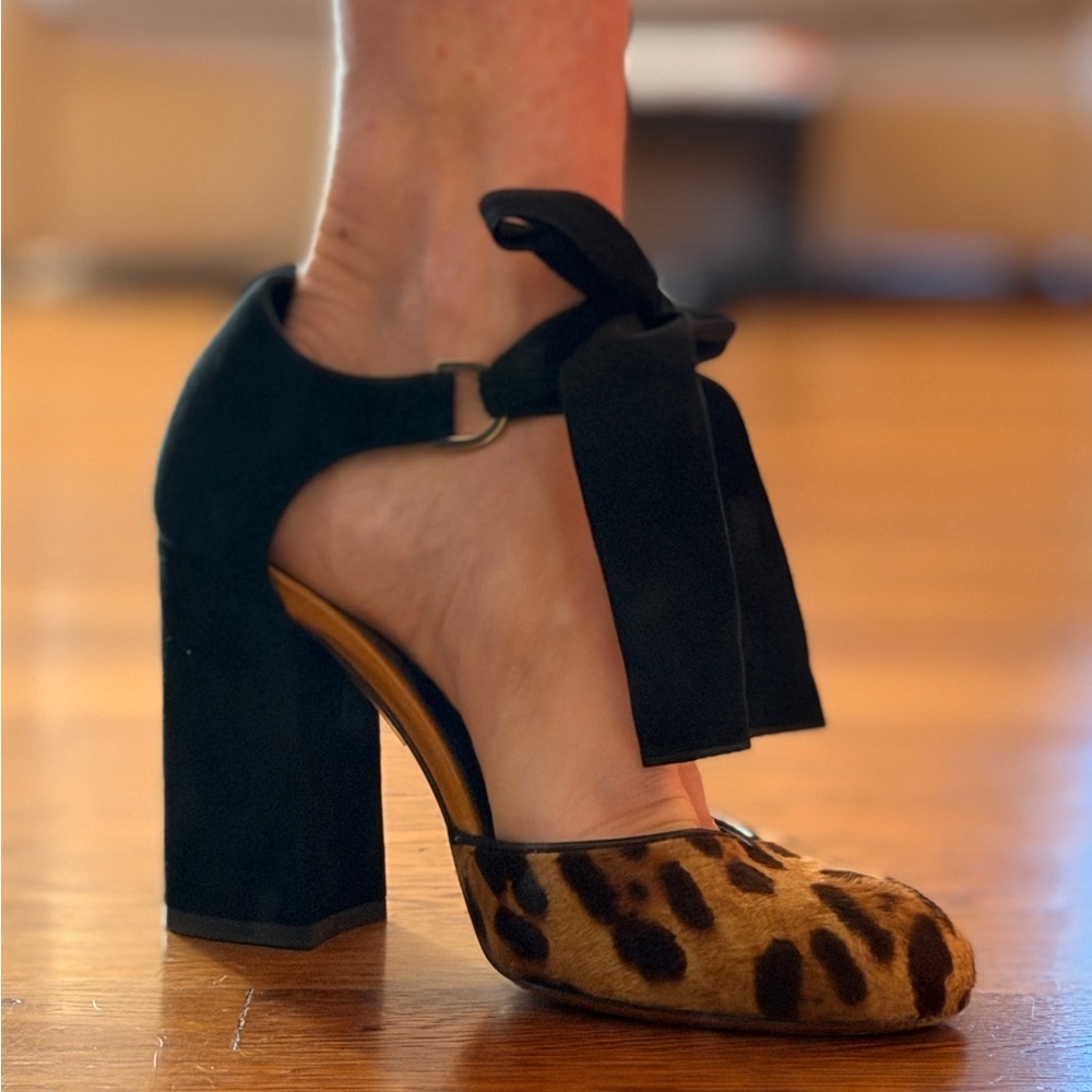 Etro Leopard Pony Hair and Suede Heels Size 38
